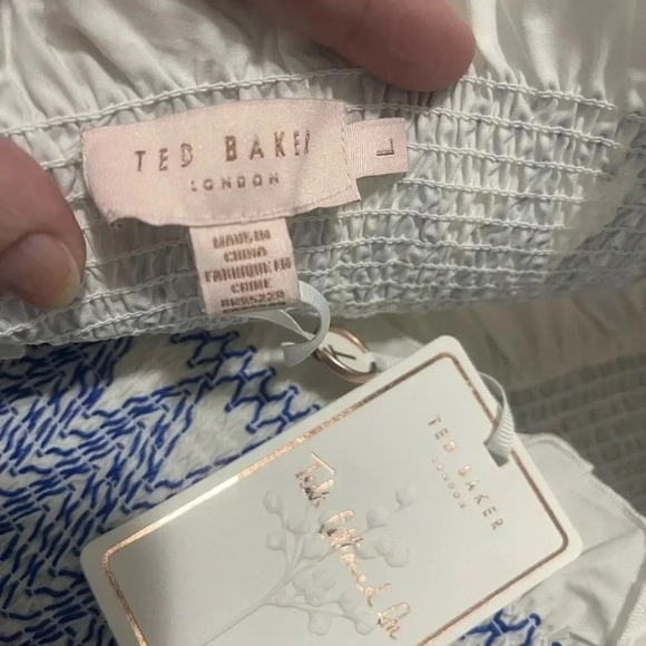 Ted Baker Aussie Swimsuit Coverup size large cream/blue smocking - NWT - Picture 6 of 7